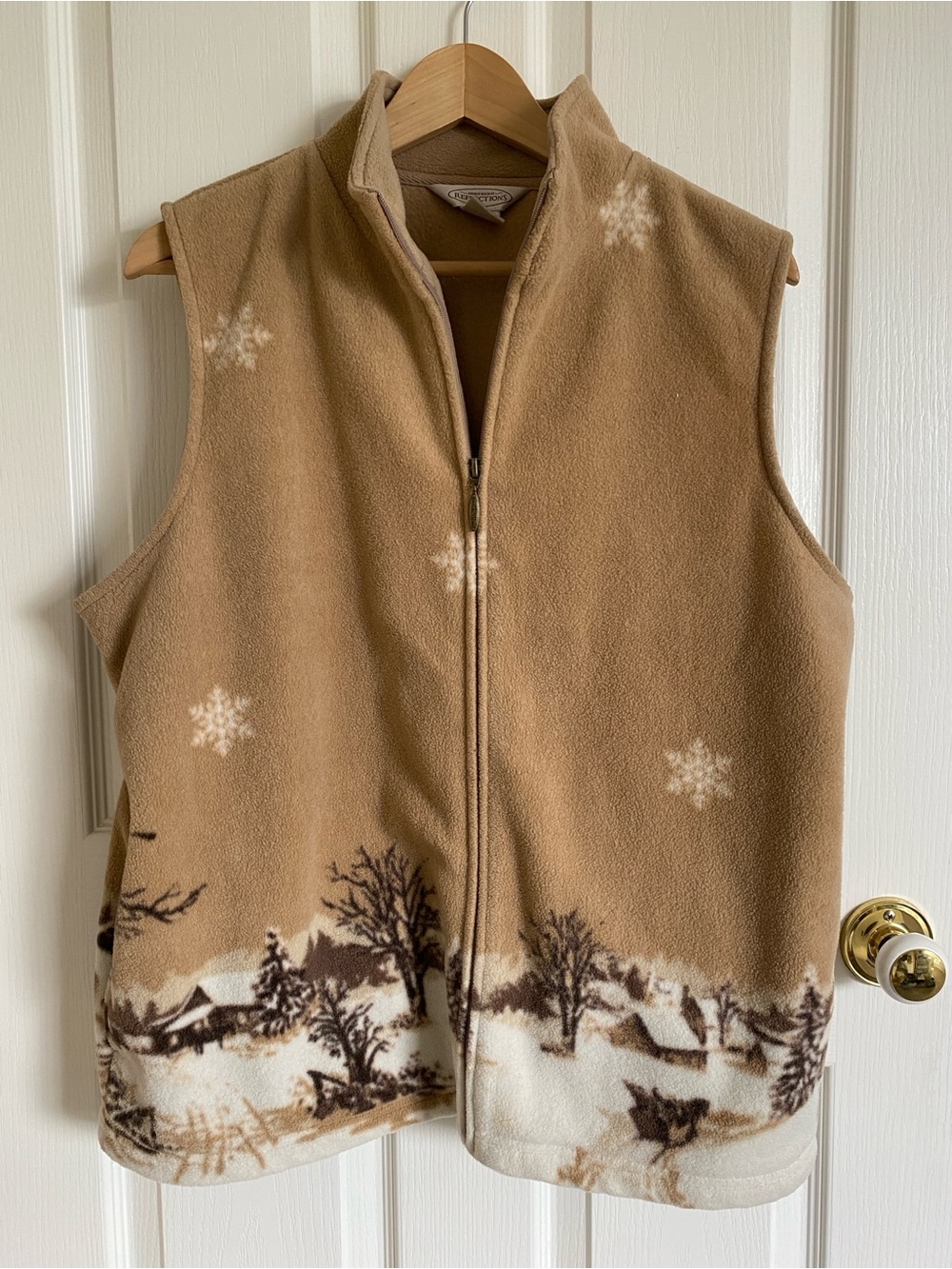 Northern Reflections Vintage Brown and White Fleece Vest Extra Large - Picture 2 of 11